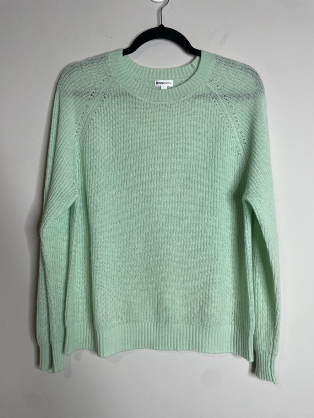 Minnie Rose | Women’s 100% Cashmere Mint Crewneck Sweater Size Large